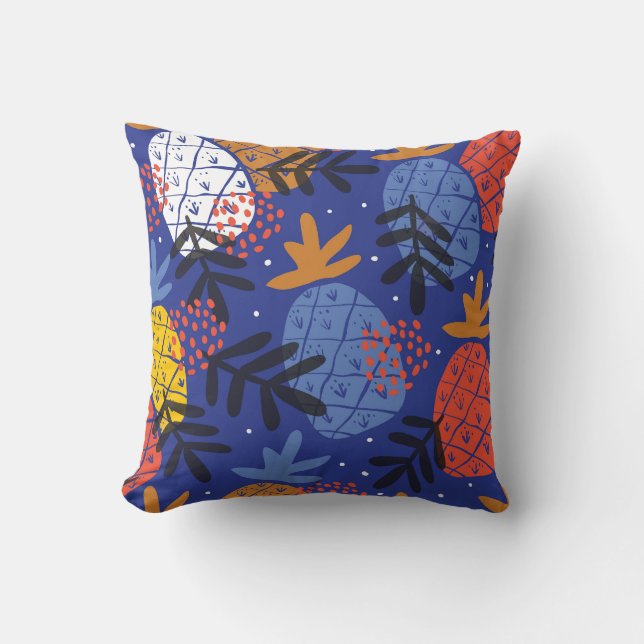Abstract Pineapples Leaves Vintage Pattern Cushion (Front)