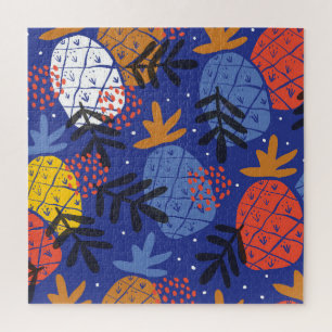 Abstract Pineapples Leaves Vintage Pattern Jigsaw Puzzle