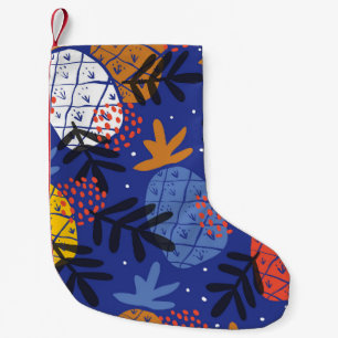Abstract Pineapples Leaves Vintage Pattern Small Christmas Stocking