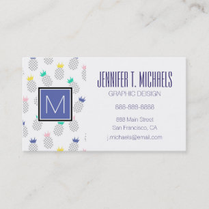 Abstract Pineapples   Monogram Business Card