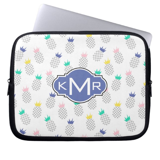 Abstract Pineapples | Monogram Laptop Sleeve (Front)