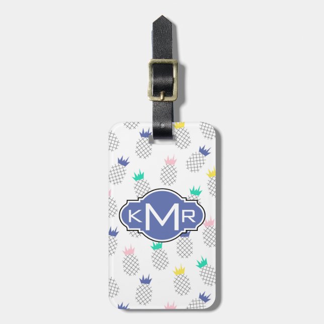 Abstract Pineapples | Monogram Luggage Tag (Front Vertical)