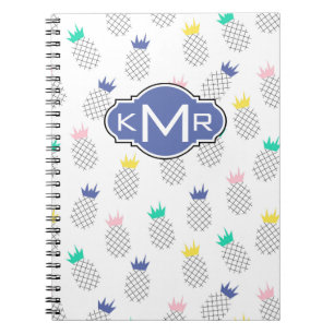 Abstract Pineapples   Monogram Notebook
