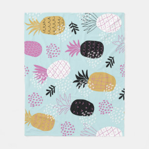 Abstract Pineapples Scandinavian Style Pattern Fleece Blanket
