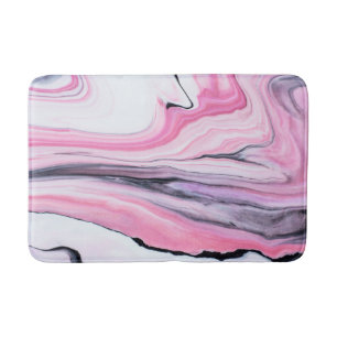 Abstract pink and black marble bath mat