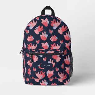 Abstract pink and blue pattern printed backpack