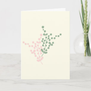 Abstract Pink and Green Berries art greeting card