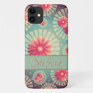 Abstract Pink and Green Floral iPhone 11 Case