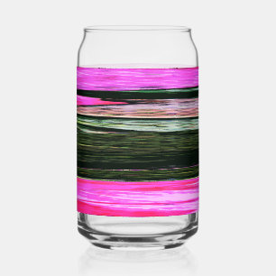 Abstract Pink And Green Horizontal Stripes 705 Can Glass
