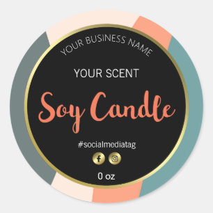 Abstract Pink And Orange Soy Candle Labels