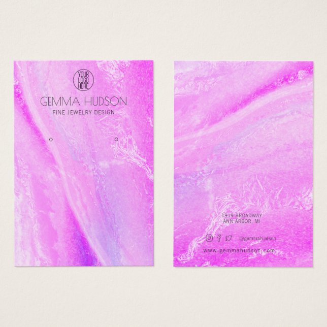 Abstract Pink and Purple Earring Display Card (Front & Back)