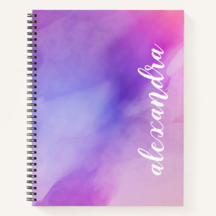 Abstract Pink and Purple Ink Watercolor Painting Notebook