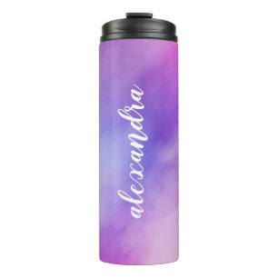 Abstract Pink and Purple Ink Watercolor Painting Thermal Tumbler