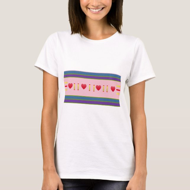 Abstract Pink and Red Hearts T-Shirt (Front)
