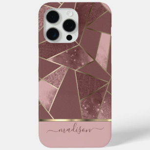 Abstract  Pink and Rose Gold Design iPhone 15 Pro Max Case