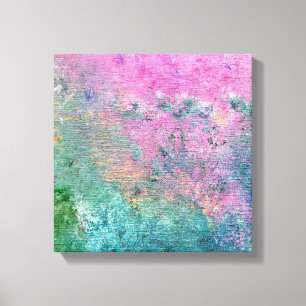 abstract pink and turquoise paint pattern canvas print
