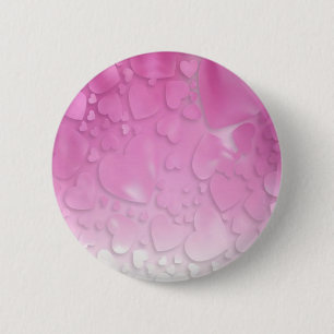 abstract pink and white hearts 6 cm round badge