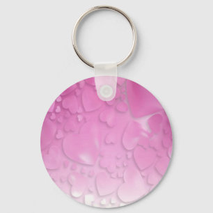 abstract pink and white hearts key ring