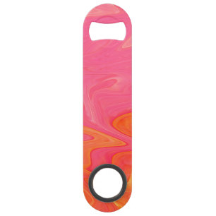 Abstract Pink and Yellow Gold Beer Bottle Opener