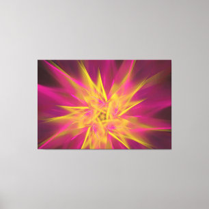 Abstract Pink and Yellow Macro Fractal Flowers Canvas Print