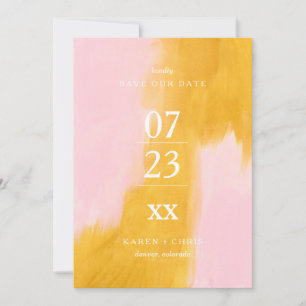Abstract Pink and Yellow Modern Save the Date
