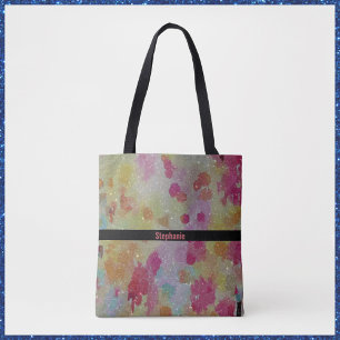 Abstract Pink Black and Yellow  Tote Bag