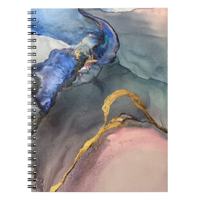 Abstract pink-blue background with beautiful smudg notebook (Front)