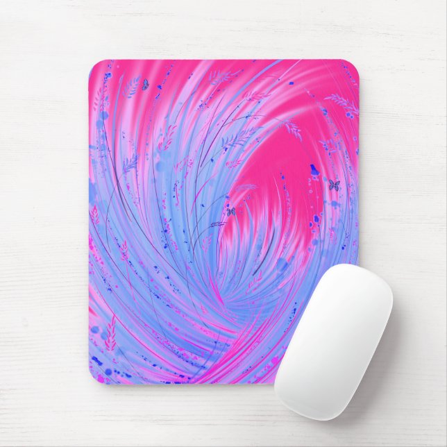 Abstract Pink Blue Enchanted Garden  Mouse Mat (With Mouse)