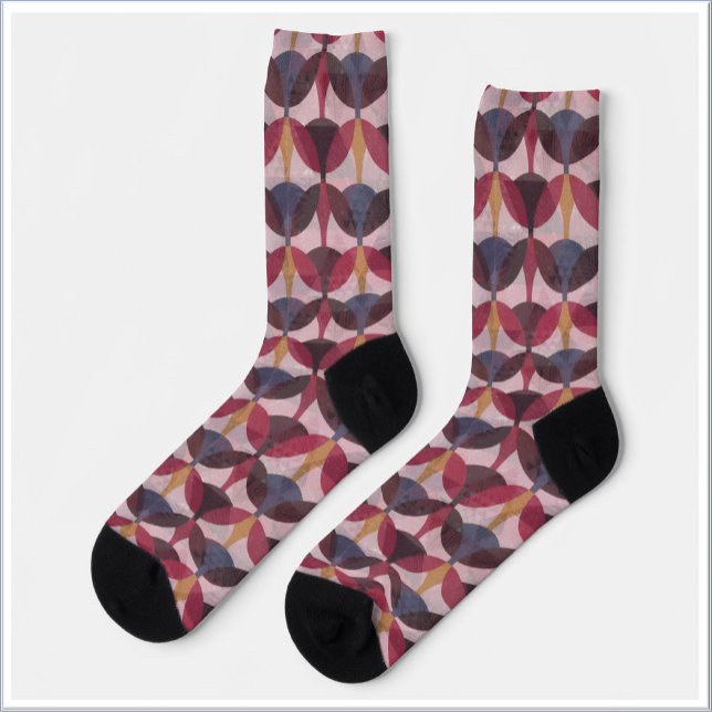 Abstract Pink Blue Gold Art Deco Design Socks (Creator Uploaded)