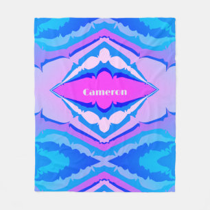Abstract Pink Blue Personalised Modern Inspirivity Fleece Blanket