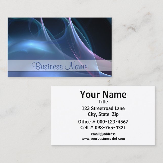 Abstract Pink Blue Silky Streaks Professional Business Card (Front/Back)