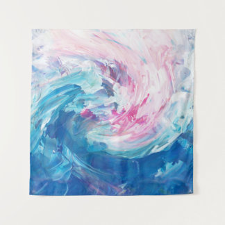 Abstract Pink Blue Swirling Art Paint Tapestry