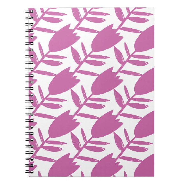 Abstract pink bluebell flowers seamless pattern on notebook (Front)