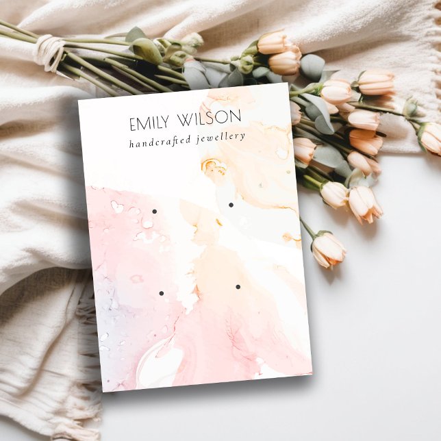 Abstract Pink Blush Watercolor 2 Earring Display Business Card (Creator Uploaded)
