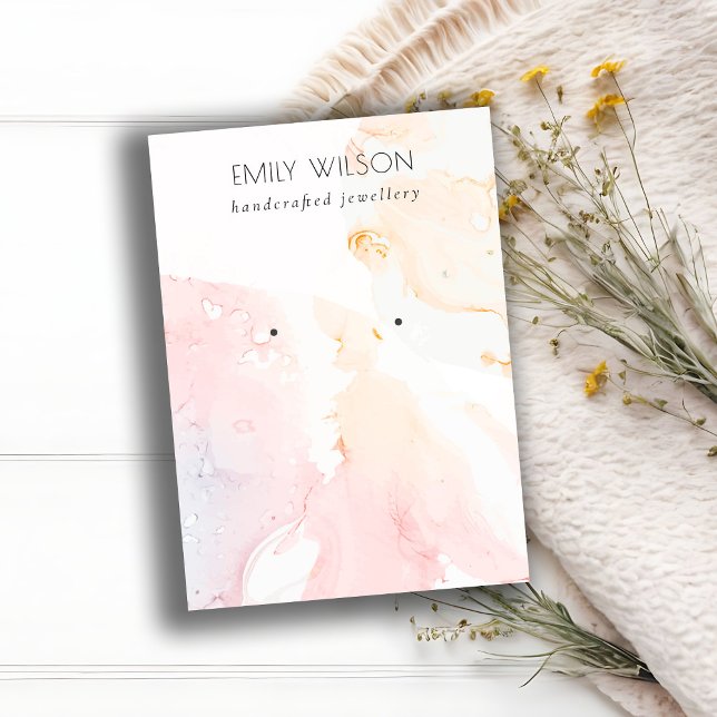 Abstract Pink Blush Watercolor Earring Display Business Card (Creator Uploaded)