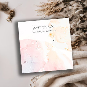 Abstract Pink Blush Watercolor Earring Display Square Business Card