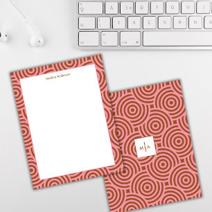 Abstract Pink Brown Vintage Monogram Name Card