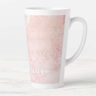 Abstract Pink Calligraphy Name In The Pattern Latte Mug