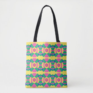 Abstract Pink Dot Pattern on Yellow Background Tote Bag