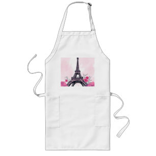 Abstract Pink Eiffel Tower Art Long Apron