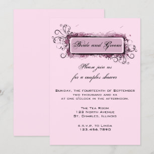 Abstract Pink Floral Couples Wedding Shower Invite