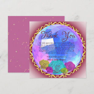 Abstract Pink Floral Crystal Wedding Anniversary  Thank You Card