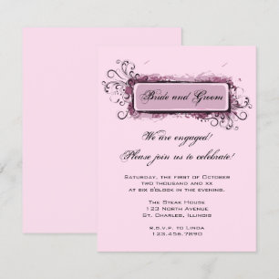 Abstract Pink Floral Engagement Party Invitation