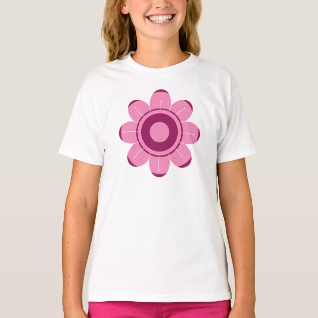 Abstract Pink Flower Illustration T-Shirt (Front)