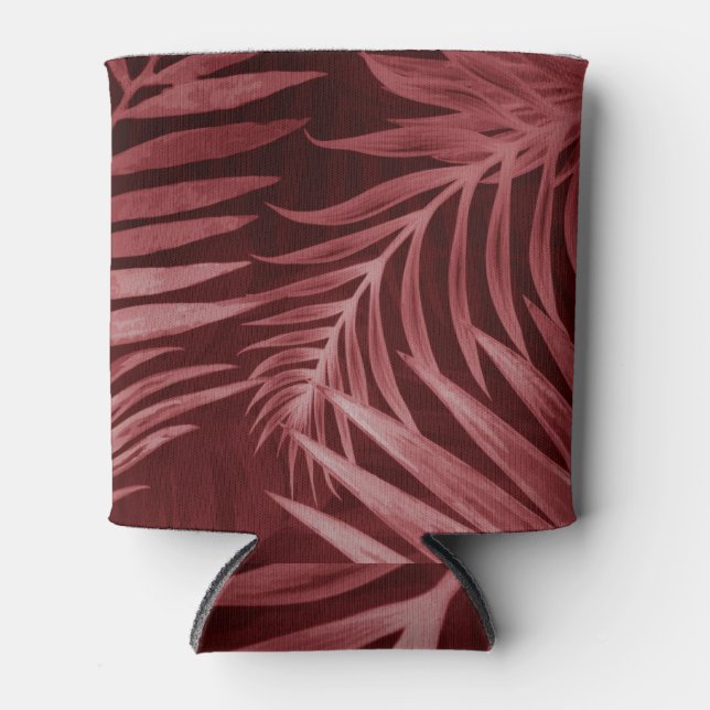 Abstract pink flowers, black floral frame. can cooler (Front)