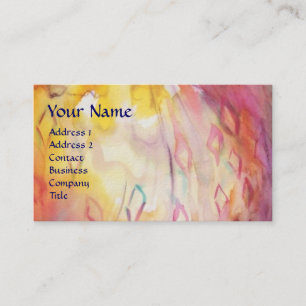 ABSTRACT PINK FUCHSIA YELLOW ARGYLES ,RED WAX SEAL BUSINESS CARD