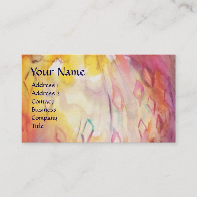 ABSTRACT PINK FUCHSIA YELLOW ARGYLES ,RED WAX SEAL BUSINESS CARD (Front)