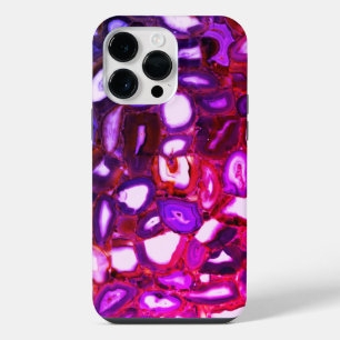 Abstract pink geode pattern, pink agates iPhone 14 pro max case