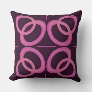 Abstract Pink Geometric Circle Pattern Cushion