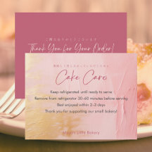 Abstract Pink Gold Cake Care Instructions